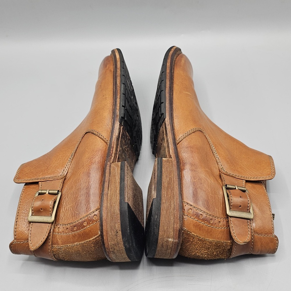 Clarks Clarkdale Leather Remi Dark Tan Burnished Boots Size 10.5 Buckle Side Zip - Picture 7 of 9